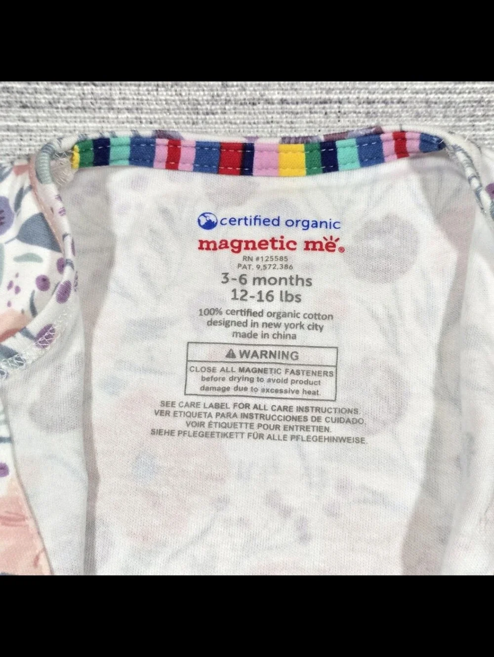 Magnetic Me Organic Cotton One-Piece Footie Baby Sz 3-6M Floral NWT